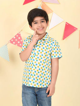 Fabindia - White Cotton Printed Shirt