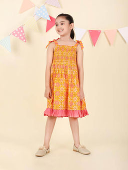 Fabindia - Yellow Cotton Printed Dress