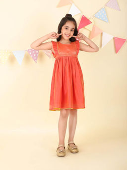 Fabindia - Orange Cotton Silk Dress