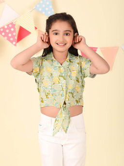 Fabindia - Green Cotton Printed Top