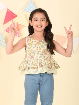 Fabindia - Off White Cotton Printed Top