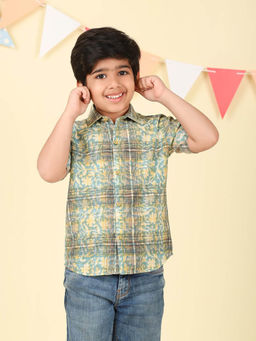Fabindia - Blue Cotton Hand Block Printed Shirt