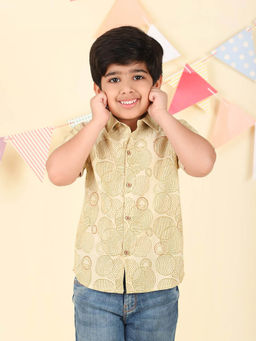 Fabindia - Beige Cotton Bagru Printed Shirt