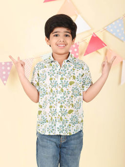 Fabindia - White Cotton Printed Shirt