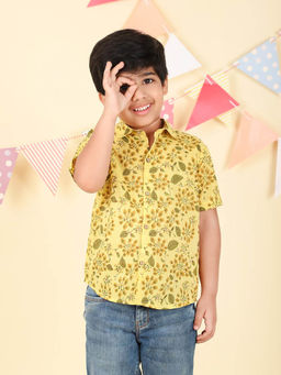 Fabindia - Yellow Cotton Printed Shirt