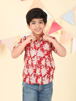 Fabindia - Red Cotton Hand Block Printed Shirt