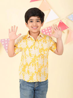 Fabindia - Yellow Cotton Hand Block Printed Shirt