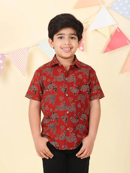 Fabindia - Red Cotton Ajrakh Printed Shirt