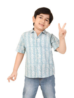 Fabindia - Blue Cotton Printed Shirt