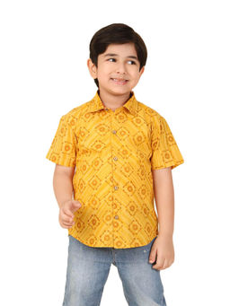 Fabindia - Yellow Cotton Printed Shirt