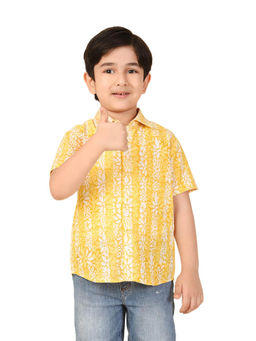 Fabindia - Yellow Cotton Printed Shirt