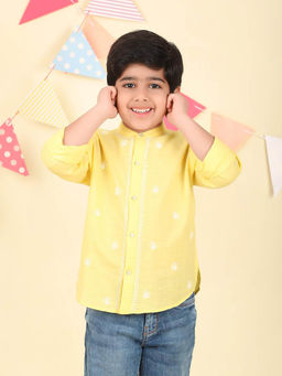 Fabindia - Yellow Cotton Embroidered Shirt
