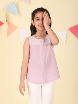 Fabindia - Lavender Cotton Chikankari Top