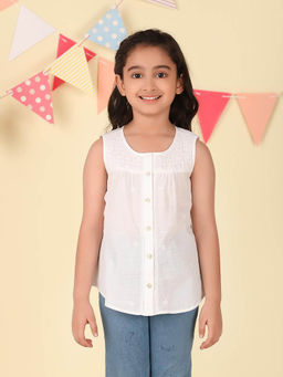 Fabindia - White Cotton Chikankari Top