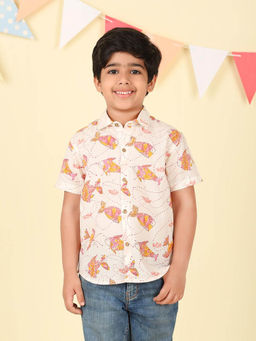 Fabindia - White Cotton Hand Block Printed Shirt
