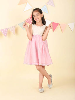 Fabindia - Pink Cotton Silk Embroidered Dress