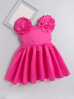 The Magic Wand - Girls Pink Flower Party Dress