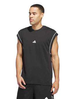 adidas - Men Black Basketball All-World Sleeveless Basketball Tank T-Shirt