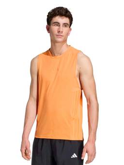 adidas - Men Orange Designed-For-Training 3-Stripes Tank T-Shirt