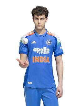 adidas - Men Blue India Cricket Odi Climacool+ Cricket T-Shirt