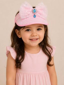 Choko - Pastel Pink Sparkle Bow Cap Hairband