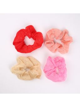 Choko - Girls Set of 4 Shimmer Stone Studded Hair Scrunchies