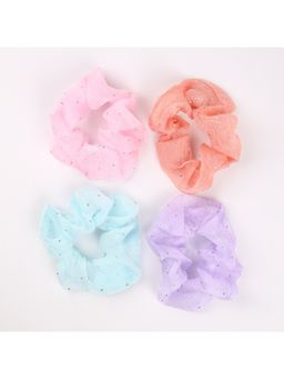 Choko - Girls Set of 4 Pastel Iridescent Stone Studded Hair Scrunchies