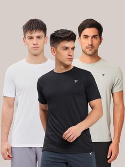 Technosport - Men Solid Slim Fit Round Neck Sports T-Shirt (Pack Of 3)
