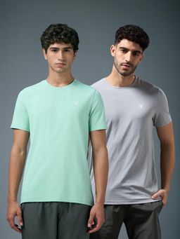 Technosport - Men Slim Fit Round Neck Sports T-Shirt (Pack Of 2)