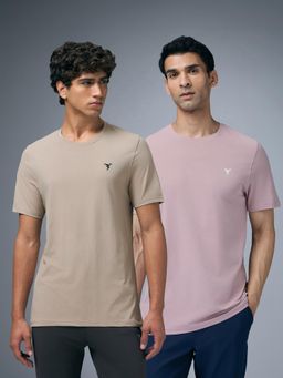 Technosport - Men Slim Fit Round Neck Sports T-Shirt (Pack Of 2)