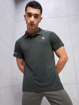 Technosport - Men Melange Slim Fit Polo Sports T-Shirt with Double Cool