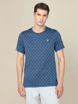 Technosport - Men Jacquard Slim Fit Round Neck Sports T-Shirt with Double Cool