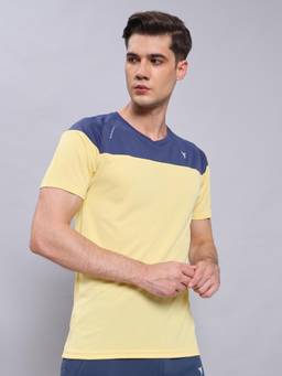 Technosport - Men Colorblock Slim Fit Round Neck Sports T-Shirt with Technocool+