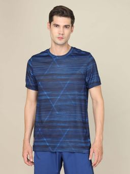 Technosport - Men Abstract Print Slim Fit Round Neck Sports T-Shirt with Technocool+