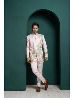 SMRITI - Pink Pastel Lotus Embroidered Bandhgala