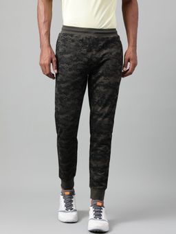 Alcis - Mens Olive Camouflage Soft Touch Slim Fit Athleisure Joggers