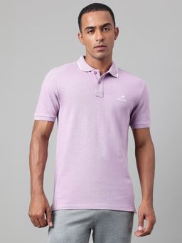 Alcis - Mens Lavender Melange Soft Touch Regular Fit Athleisure Polo T Shirt