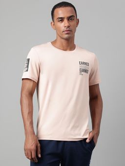 Alcis - Mens Printed Pink Anti Static Drytech Slim Fit Training Tee