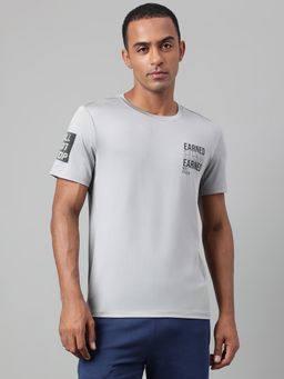 Alcis - Mens Printed Grey Anti Static Drytech Slim Fit Training Tee