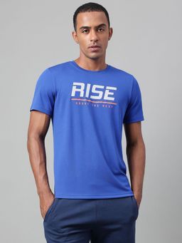 Alcis - Mens Printed Blue Anti Static Drytech Slim Fit Training Tee