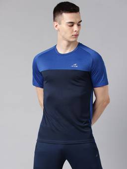 Alcis - Mens Multi Color Colorblocked Anti Static Drytech Slim Fit Training Tee
