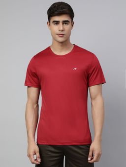Alcis - Mens Red Anti Static Soft Touch Slim Fit Sports for All Round Neck T Shirt