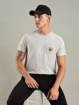 Tommy Hilfiger - Grey Solid Regular Fit Cotton T-shirt