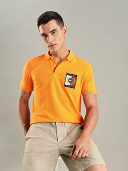 Tommy Hilfiger - Orange Graphic Regular Fit Cotton Polo T-shirt