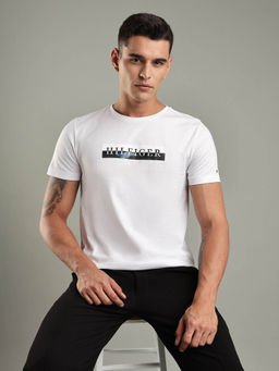 Tommy Hilfiger - White Graphic Regular Fit Cotton T-shirt