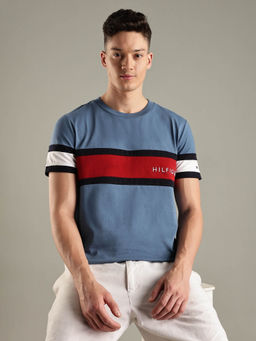 Tommy Hilfiger - Blue Colorblock Regular Fit Cotton T-shirt