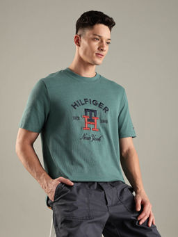 Tommy Hilfiger - Green Embroidered Logo Regular Fit Cotton T-shirt
