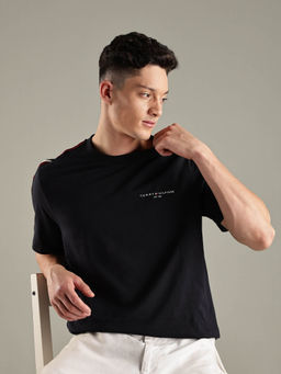 Tommy Hilfiger - Navy Blue Solid Regular Fit Cotton T-shirt