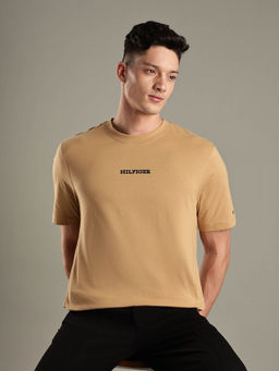 Tommy Hilfiger - Beige Solid Regular Fit Cotton T-shirt