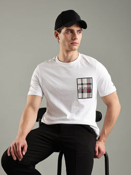 Tommy Hilfiger - White Embroidered Logo Regular Fit Cotton T-shirt